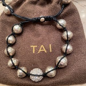 TAI Crystal Hammered Ball Bead Bracelet